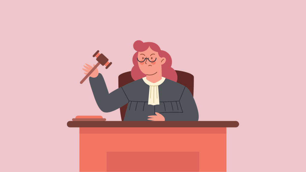 Female Judge in a court with a gavel
